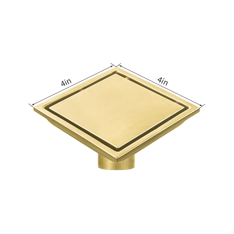 Gold Stainless Steel 4 Inch and 6 Inch Shower Drains, Solid Flat Cover