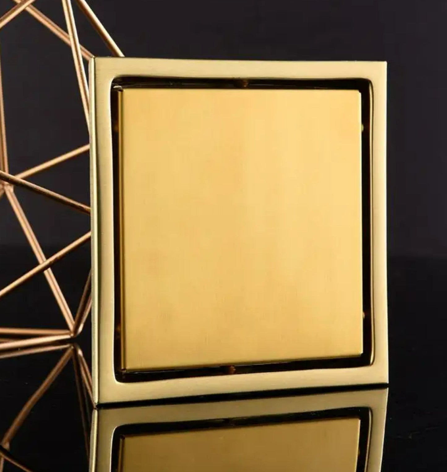 Gold Stainless Steel 4 Inch and 6 Inch Shower Drains, Solid Flat Cover