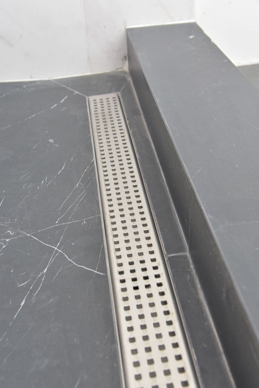 16" Side Outlet Linear Shower Drain for Off-Center Plumbing | SereneDrains