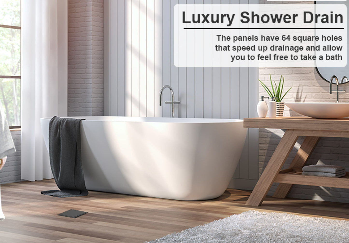 Black Stainless Steel 4 Inch and 6 Inch Shower Drains, Solid Flat Cover