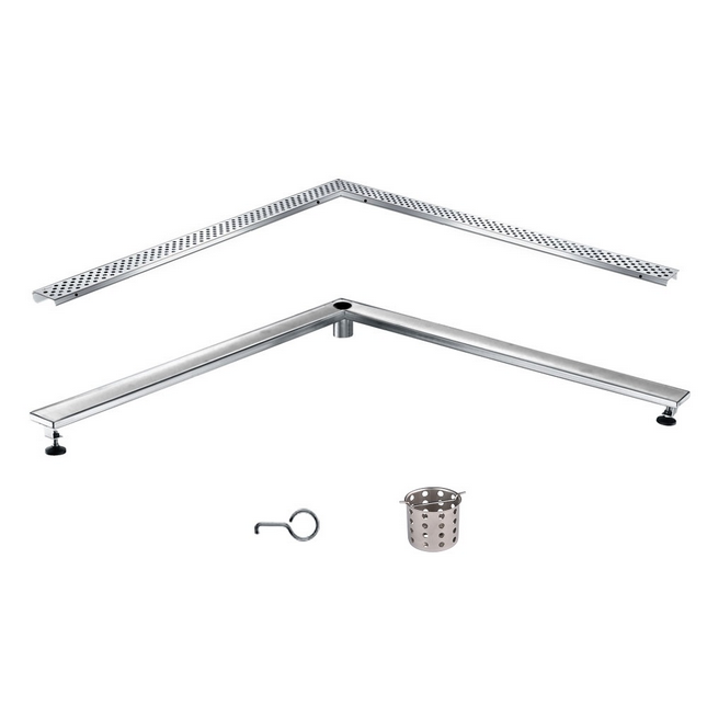 Corner Shower Drain, Dawn Rhone River Series, L-Shaped Linear Shower Drain, 36 Inch