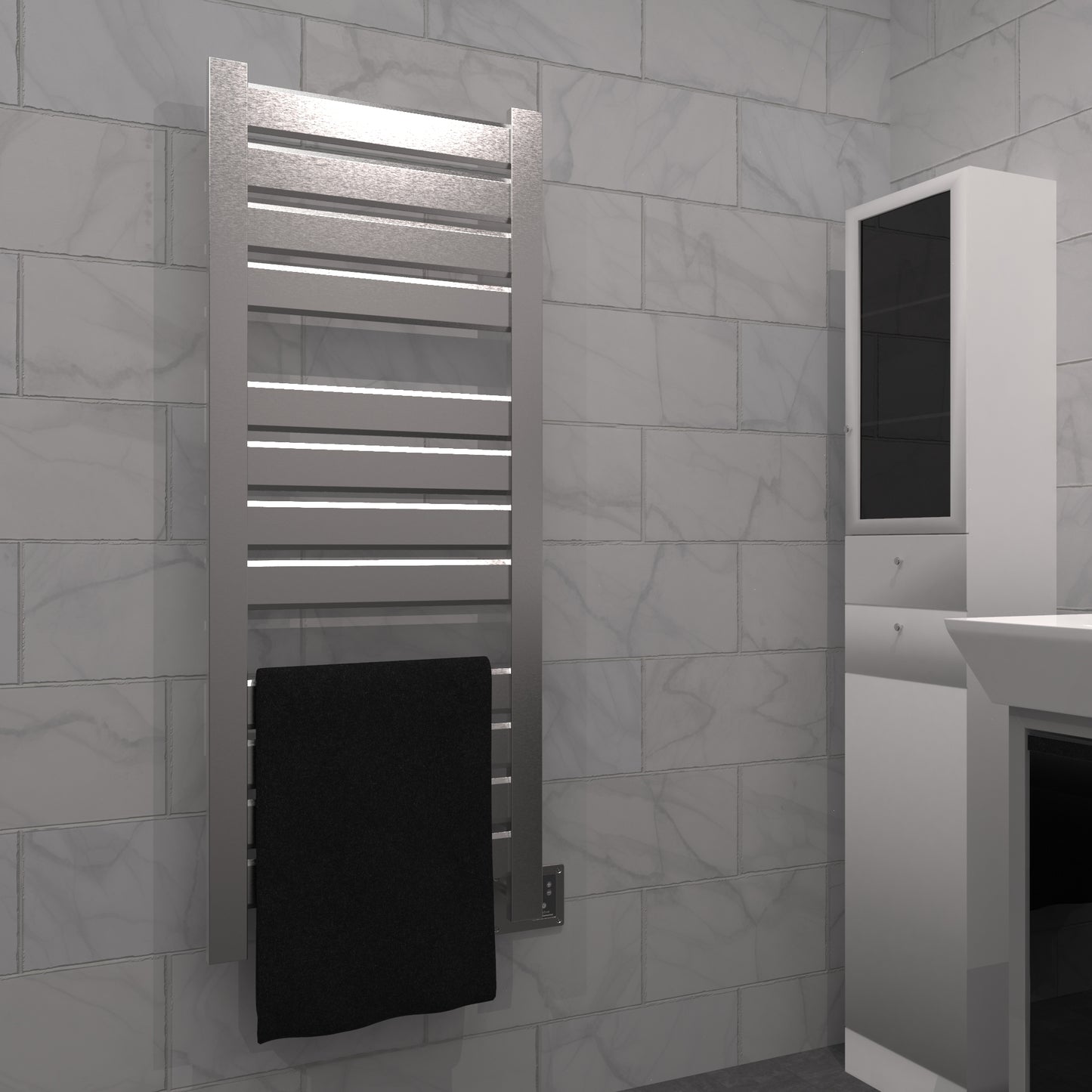 Brushed Towel Warmer, Amba Vega Model V2356B, 12 Bars Towel Warmer