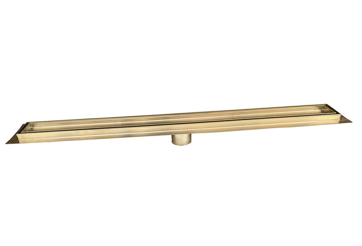 59 Inch Satin Gold Tile Insert Linear Shower Drain by SereneDrains