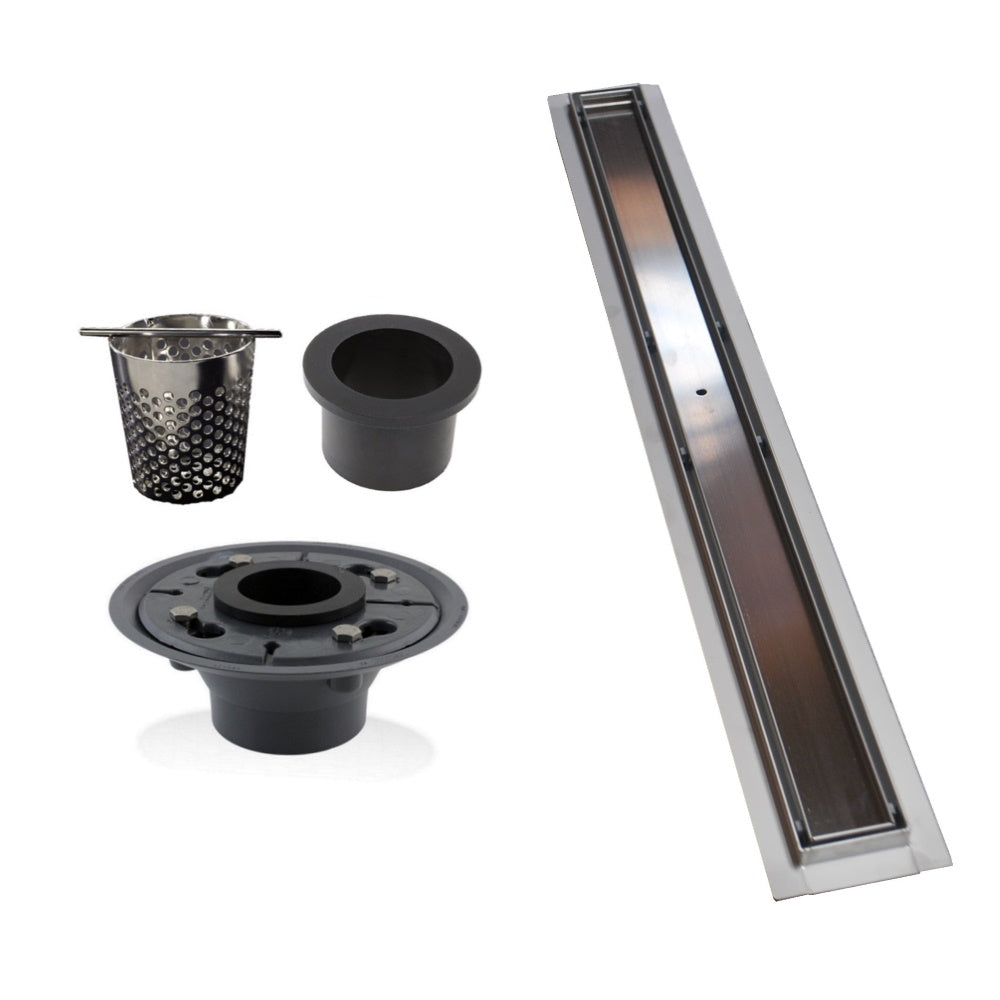 4 inch Matte Black Square Shower Drain with Hair Trap Set (3 Designs)