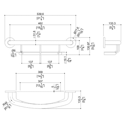 18" Safety Grab Bar with Built-In Shelf for Shower or Bath