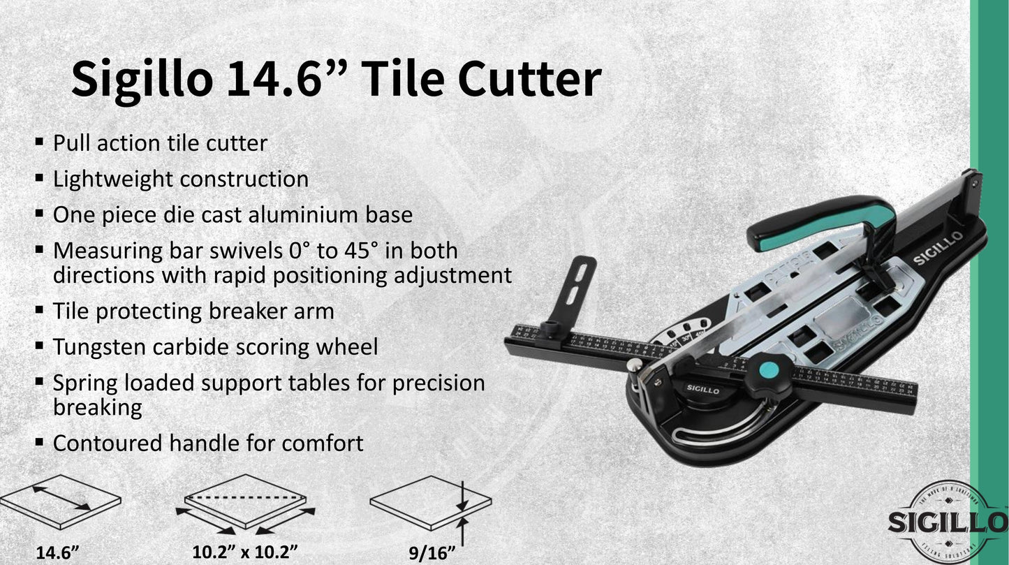 DTA Sigillo Manual Tile Cutter, 14.6″, Lightweight Ergonomic Pull Action Tile Cutter