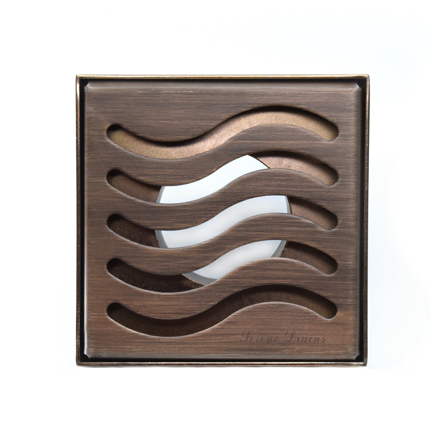 4 Inch Oil-Rubbed Bronze Square Shower Drain Kit with Hair Trap and Base Flange – Ocean Wave Design