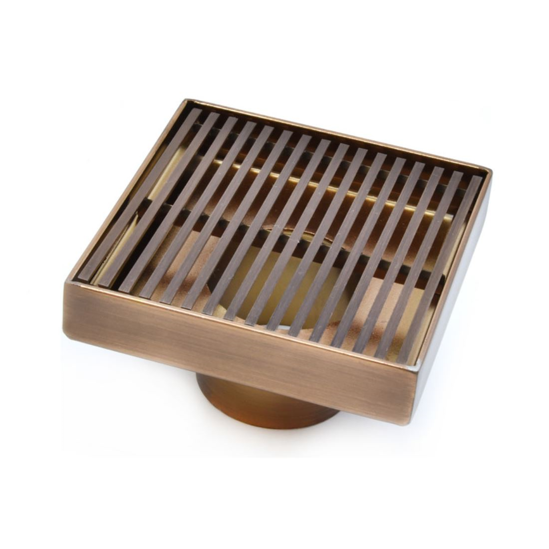 4 Inch Oil-Rubbed Bronze Square Shower Drain Kit with Hair Trap and Base Flange – Linear Wedge Design