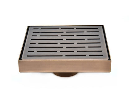 6 Inch Bronze Square Shower Drain with Hair Trap and Base Flange Kit – Broken Lane Design