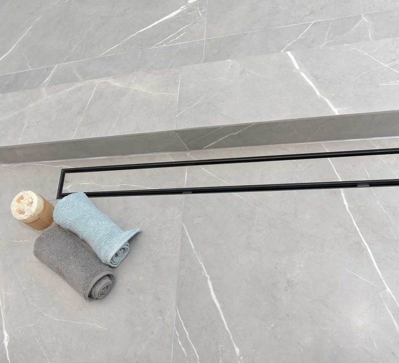 59 Inch Matte Black Tile Insert Linear Shower Drain by SereneDrains
