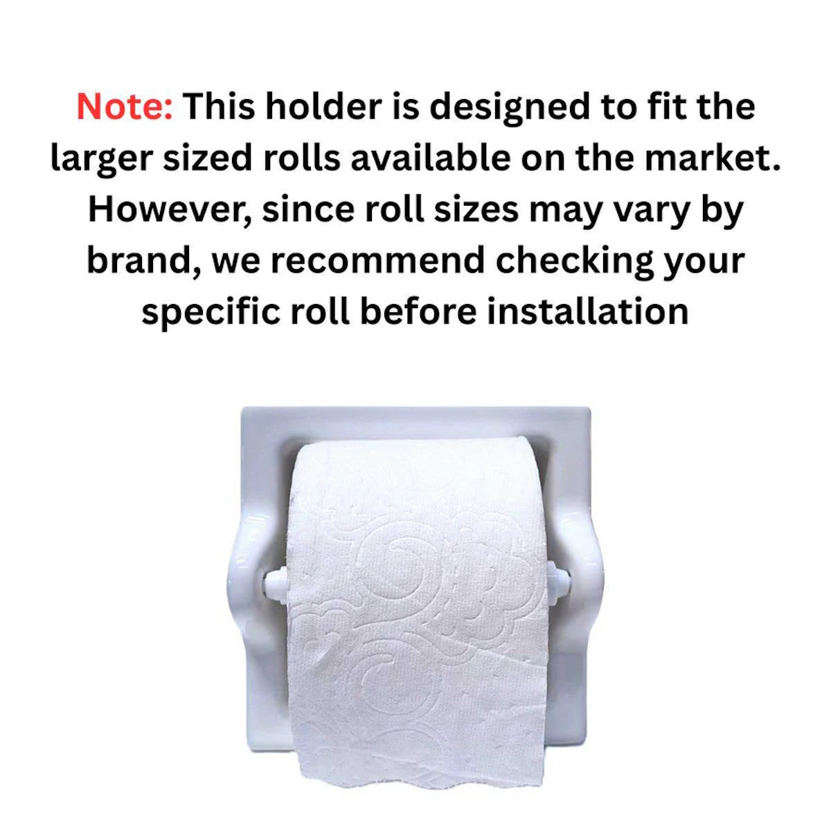 White Ceramic Extra Large Recessed Toilet Paper Holder, 7x7" Niche Bathroom Tissue Roll