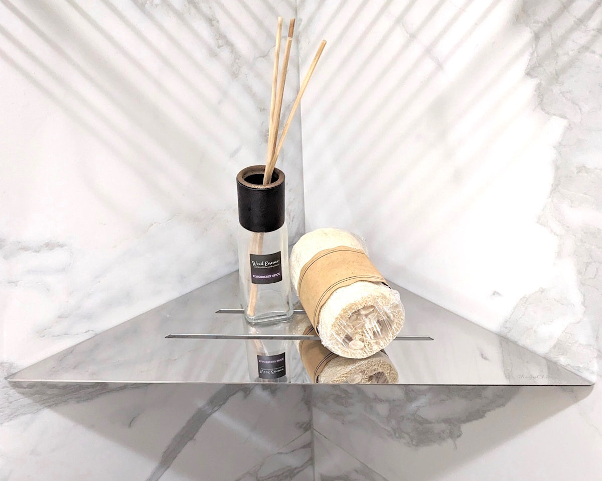 Corner Shower Caddy, 12 Inch Wall Mount Triangle Shower Shelf - Polished Chrome