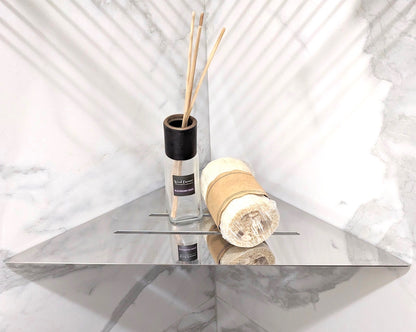 Corner Shower Caddy, 12 Inch Wall Mount Triangle Shower Shelf - Polished Chrome