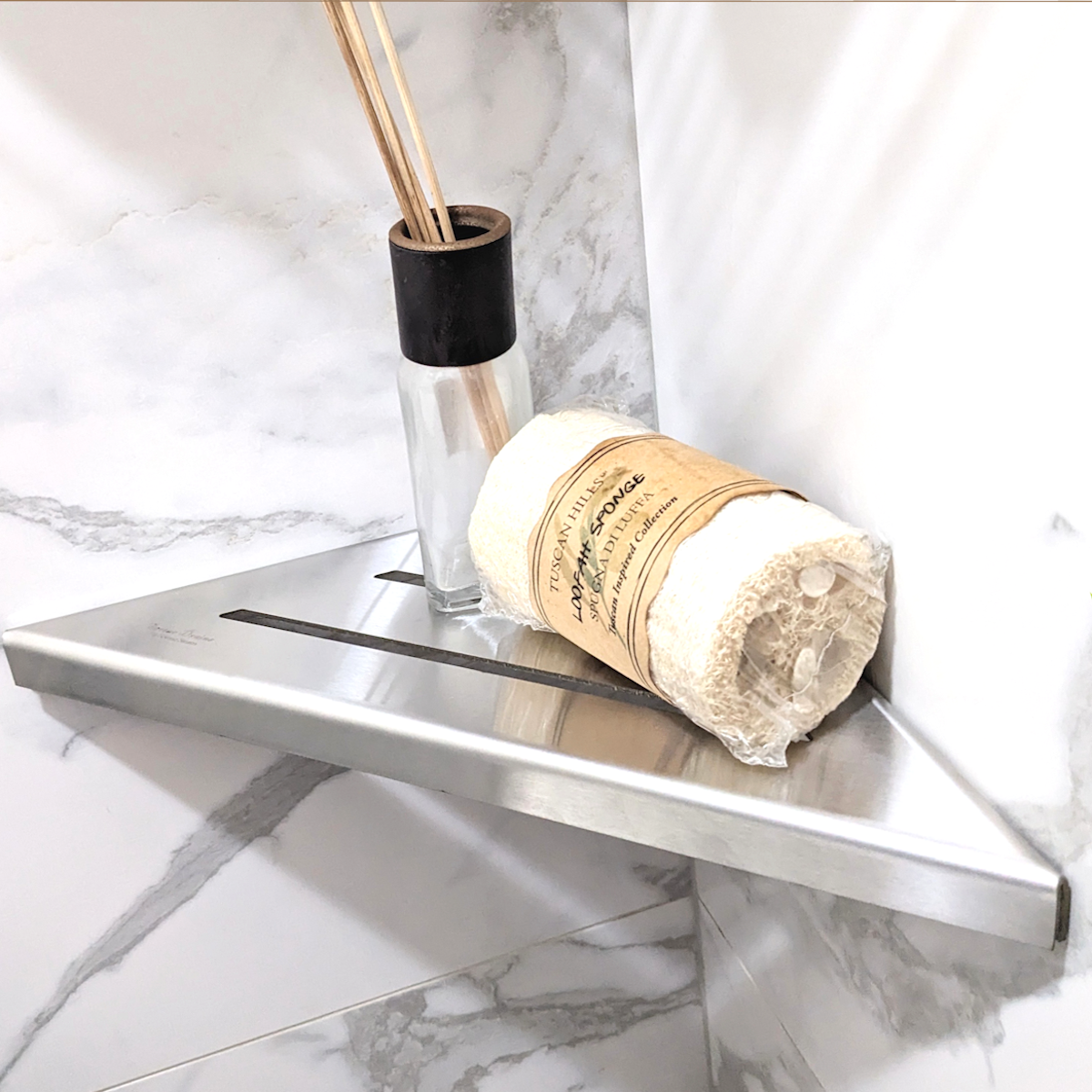 Corner Shower Caddy Wall Mounted, 9 Inch Triangle Shower Shelf - Brushed