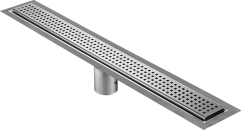 33 Inch Linear Drain Square Design Brushed Stainless Steel, Drains Unlimited