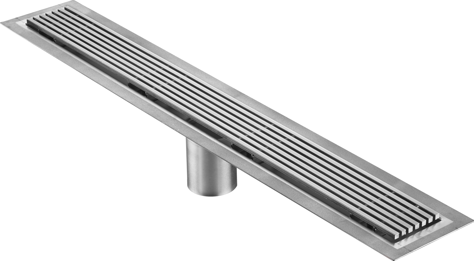 65 Inch Wedge Wire Grate Linear Drain Brushed Stainless Steel, Drains Unlimited