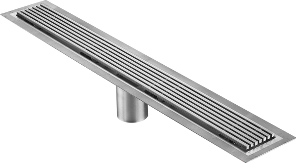 33 Inch Wedge Wire Grate Linear Drain Brushed Stainless Steel, Drains Unlimited