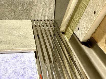 72 Inch Wall-Mount Linear Floor Drain, Brushed Wedgewire, Backwall Flange