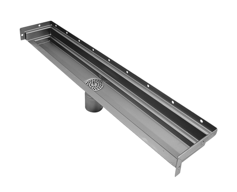36 Inch Tile-in Wall Mounted Linear Floor Drain, Three Side Return Flange, Drains Unlimited