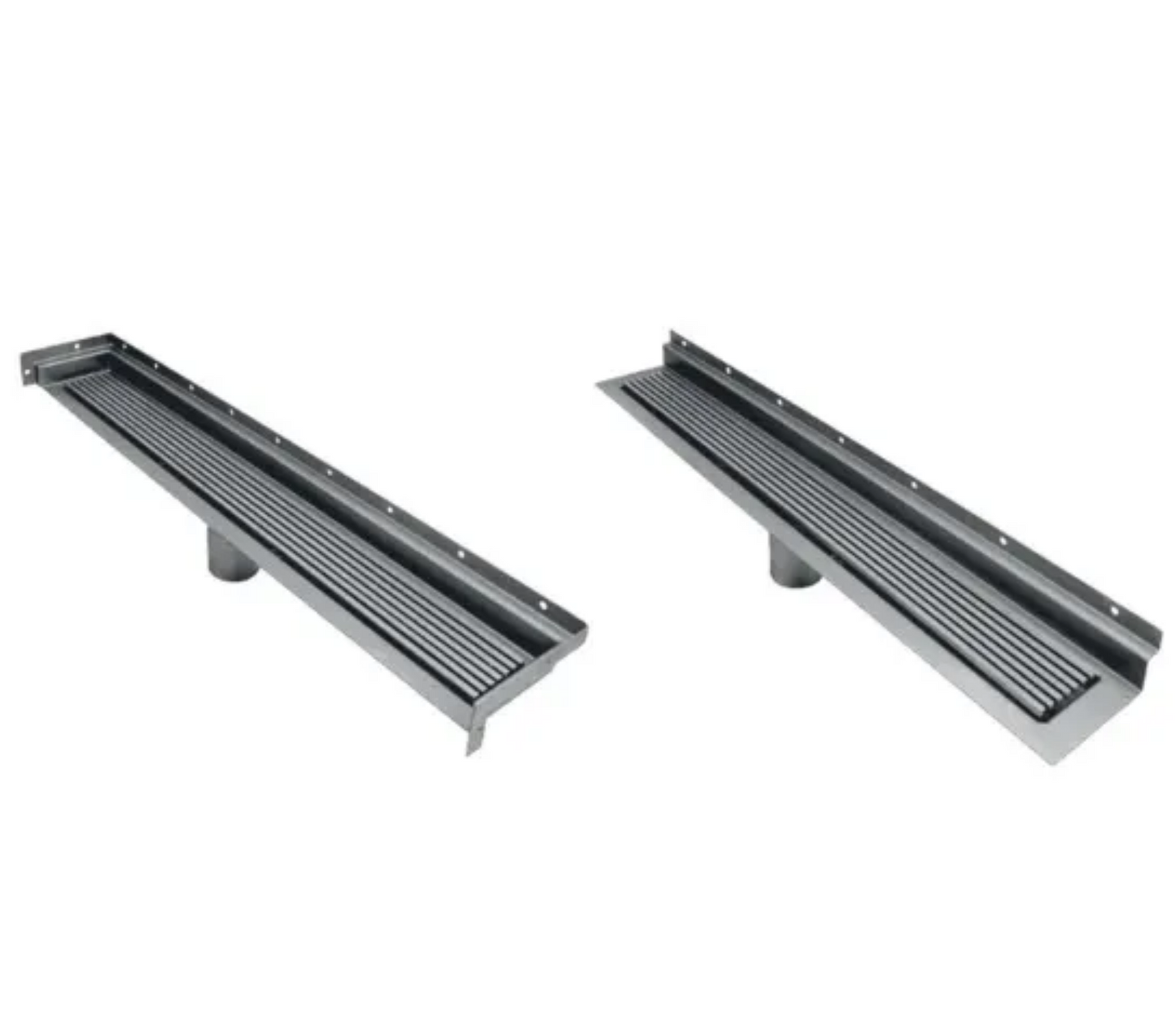 66 Inch Wall-Mounted Linear Drain, Brushed Square Design, Backwall Flange
