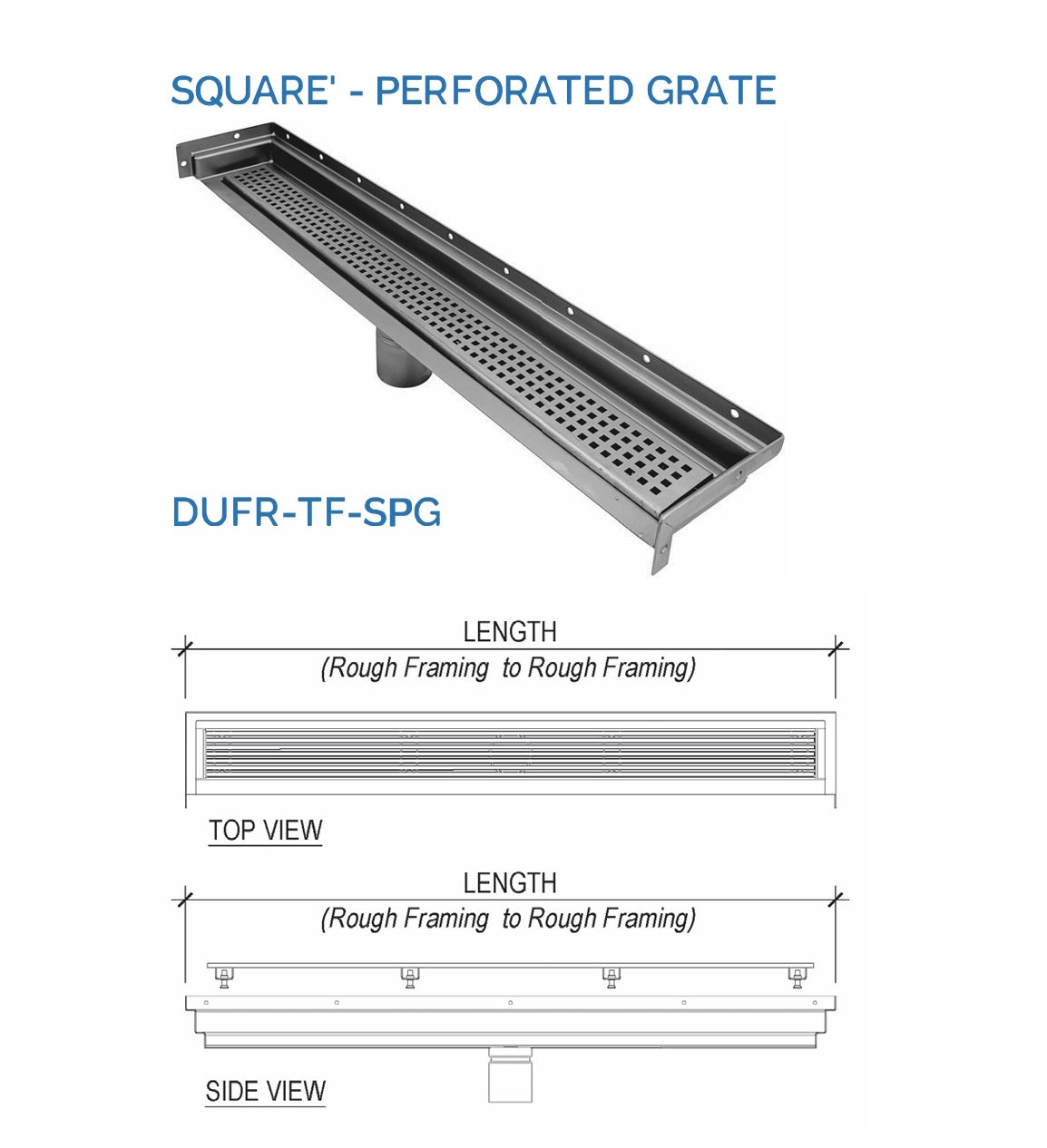 Drains Unlimited 72 Inch Wall-to-Wall Linear Shower Drain, Brushed Square Design