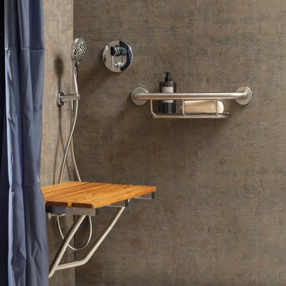 18 Inch Safety Grab Bar with Built-In Shelf for Shower or Bath
