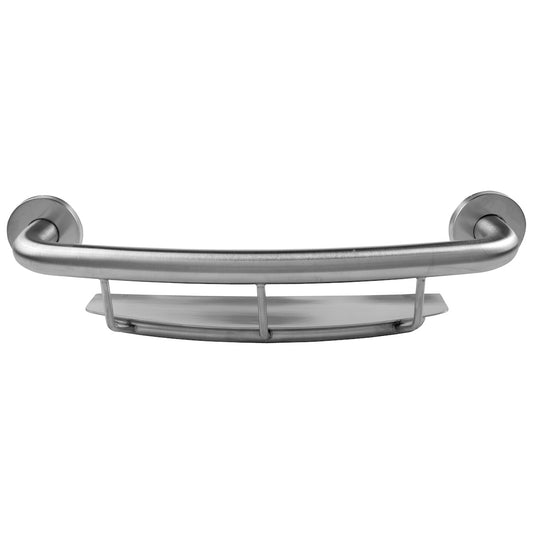 18" Satin Brushed Designer Shower Grab Bar with Built-In Shelf