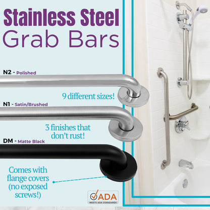 48 Inch Black Grab Bars, Wall Mounted ADA Grab Bars for Toilet and Bath