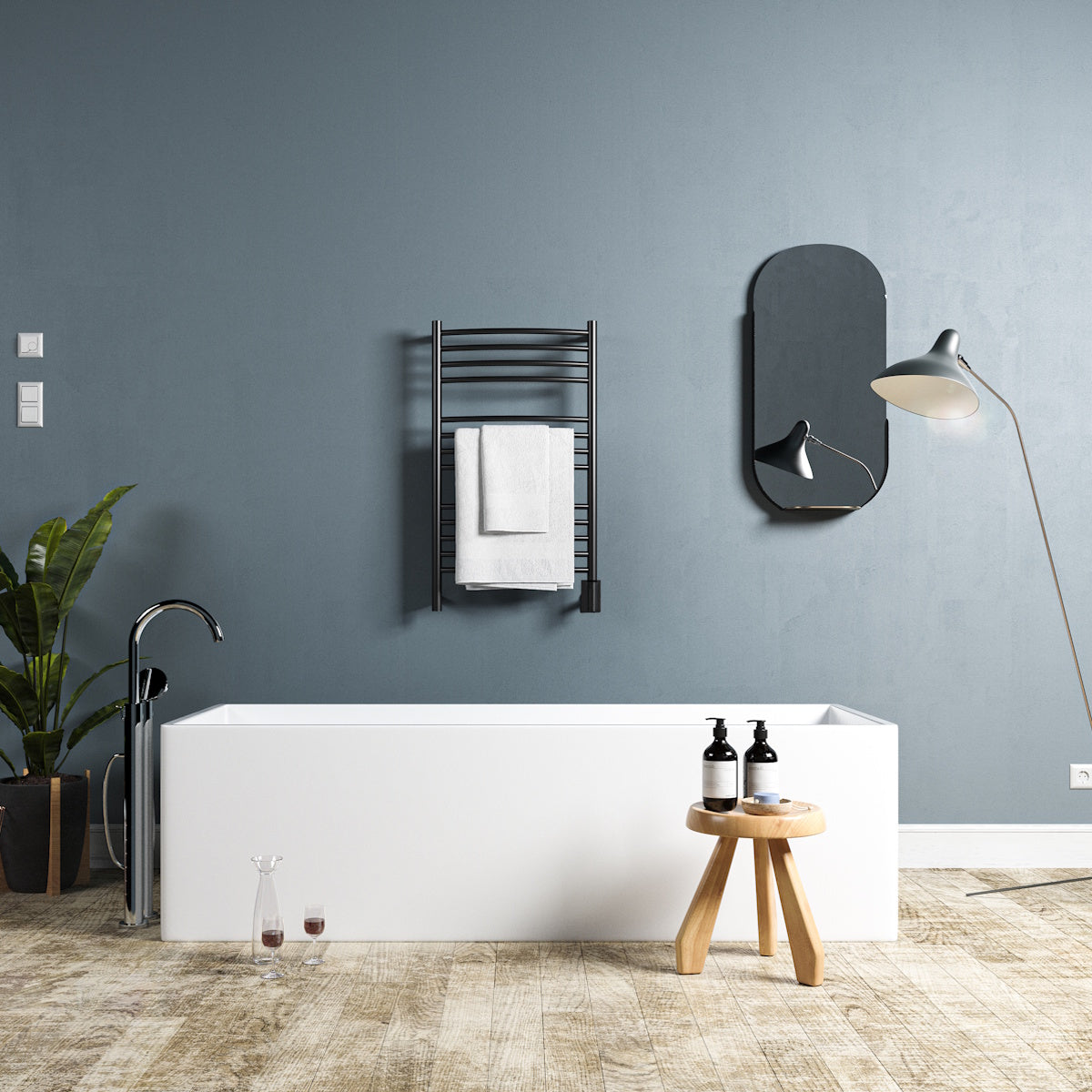 Amba Jeeves C Curved Towel Warmer, Hardwired, 13 Bars, W 21" H 36"