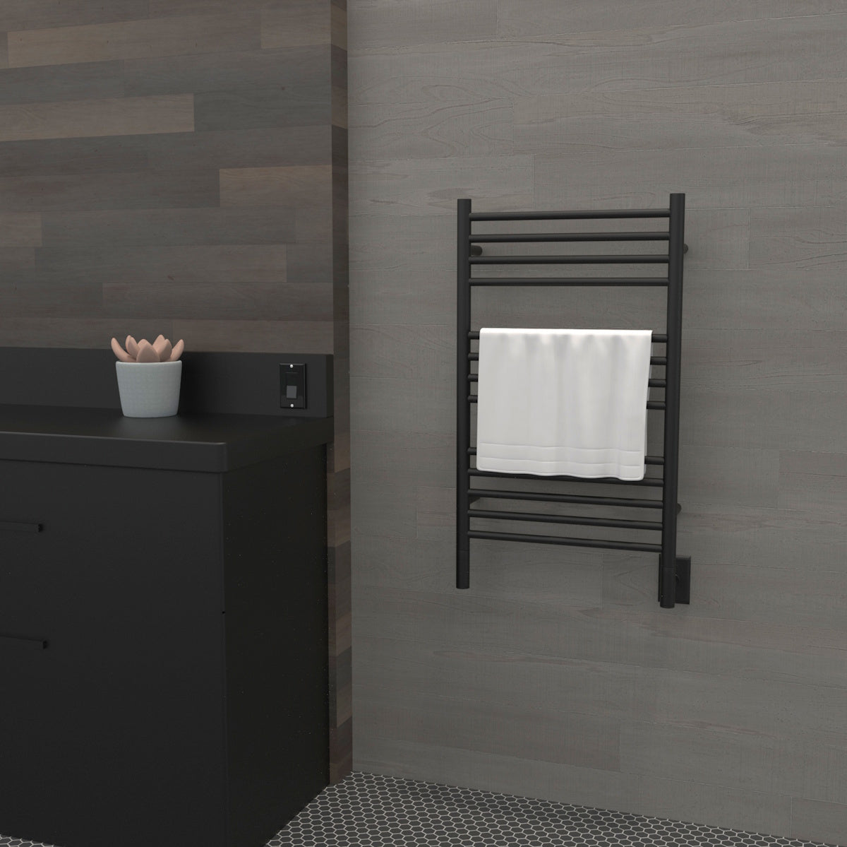 Amba Jeeves C Straight Towel Warmer for Bathrooms, Hardwired, 13 Bars, W 21" H 36"