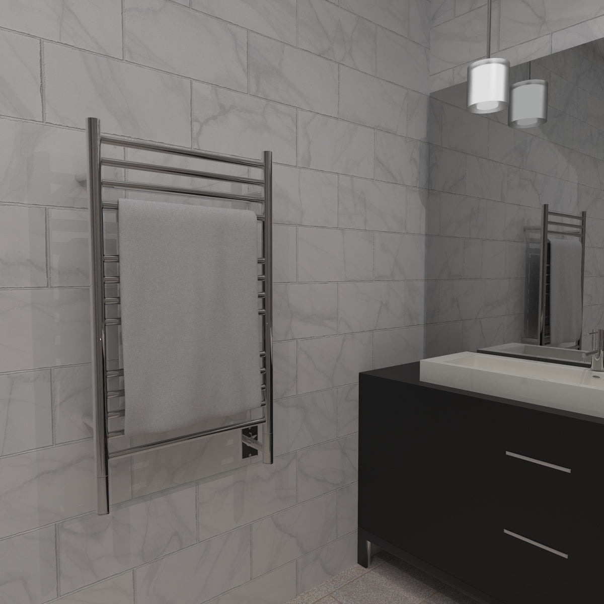 Amba Jeeves C Straight Towel Warmer for Bathrooms, Hardwired, 13 Bars, W 21" H 36"
