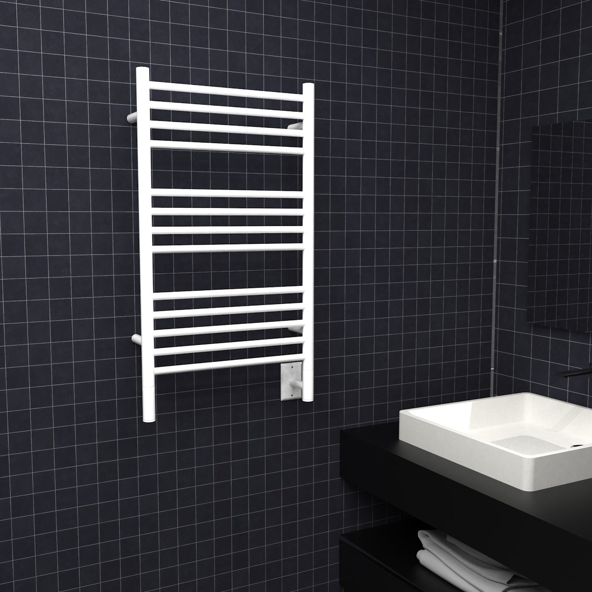 Amba Jeeves C Straight Towel Warmer for Bathrooms, Hardwired, 13 Bars, W 21" H 36"