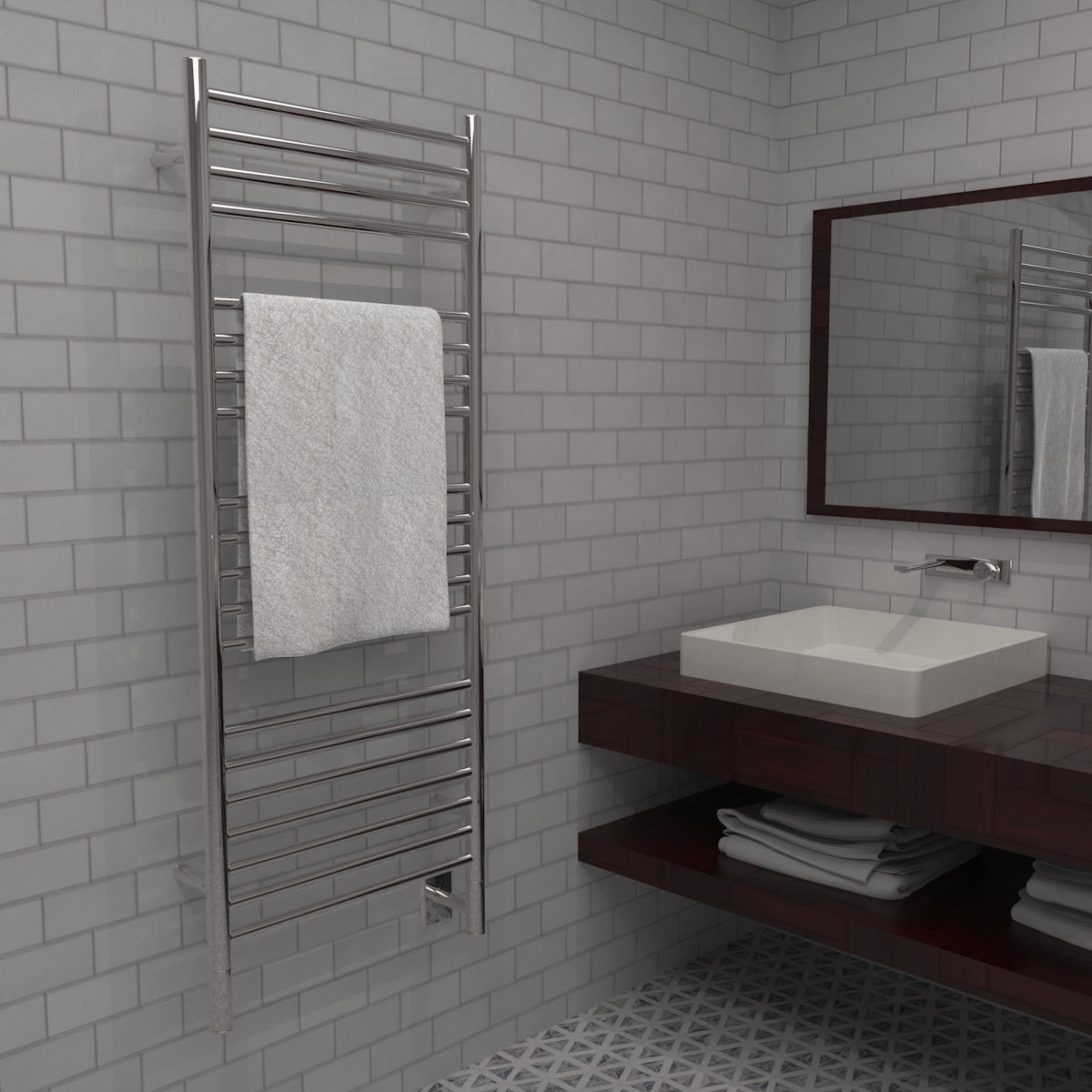 Amba Jeeves D Straight Large Towel Warmer, Hardwired, 20 Bars, W 21" H 53"