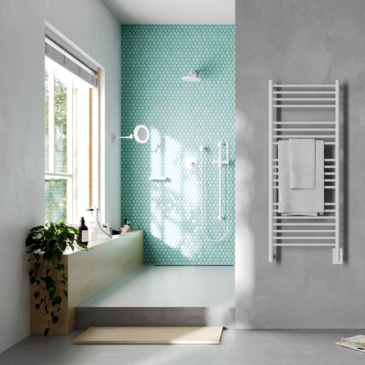 Amba Jeeves D Straight Large Towel Warmer, Hardwired, 20 Bars, W 21" H 53"