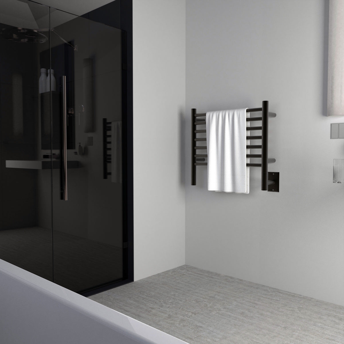 Amba Jeeves H Straight Wall Mounted Towel Warmer Rack, 7 Bars, Hardwired, 21" W x 18" H