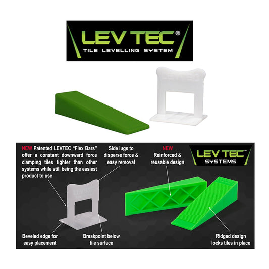 LevTec Tile Leveling System Kit – 1000 Clips, 500 Wedges & Pliers