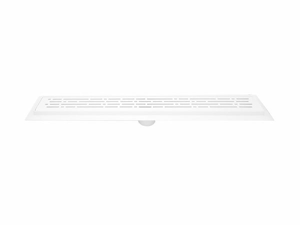 16 Inch Matte White Linear Shower Drain, Broken Lane Design by SereneDrains