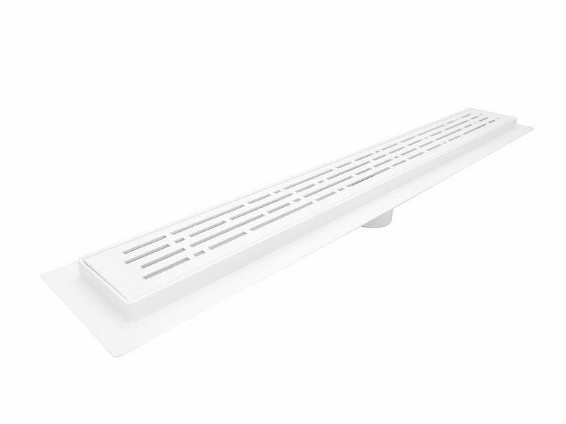 24 Inch Matte White Linear Shower Drain, Broken Lane Design by SereneDrains