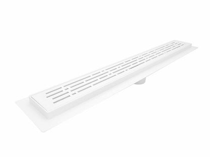24 Inch Matte White Linear Shower Drain, Broken Lane Design by SereneDrains