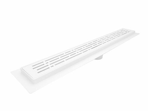 24 Inch Matte White Linear Shower Drain, Broken Lane Design by SereneDrains
