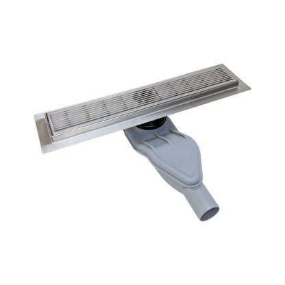 SereneDrains Brushed Linear Drains, Horizontal Side Outlet, Linear Wedge Design