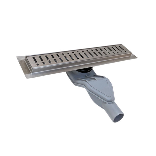 SereneDrains Brushed Linear Drains, Horizontal Side Outlet, Wind Design