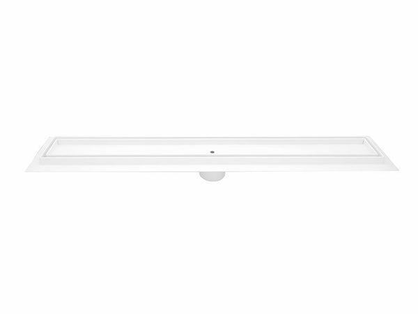 24 Inch Matte White Tile Insert Linear Shower Drain by SereneDrains