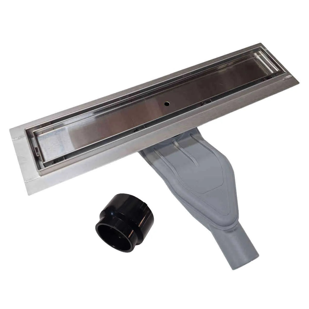Satin Gold Tile Insert Linear Drains with Horizontal Side Outlet Discharge