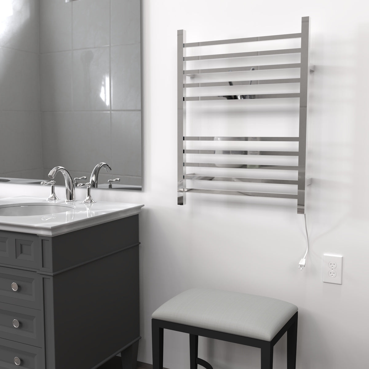 Amba Radiant Square 10 Bar Towel Warmer - Plug-in or Hardwiring