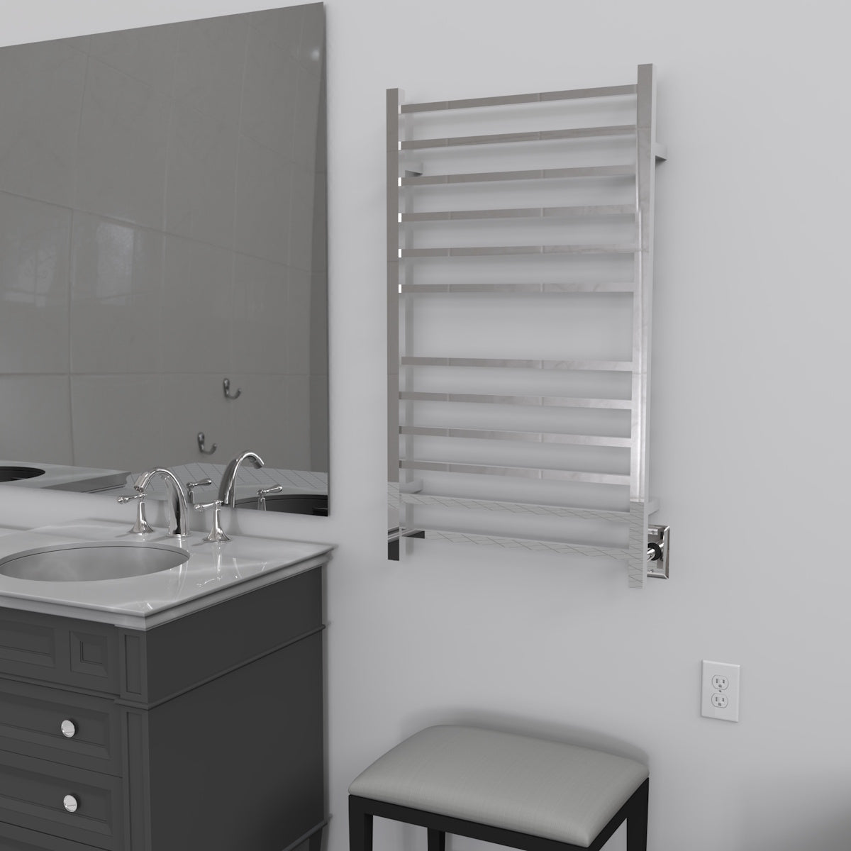 Amba Radiant Wall Mounted Towel Warmer, 12 Square Bars Towel Warmer