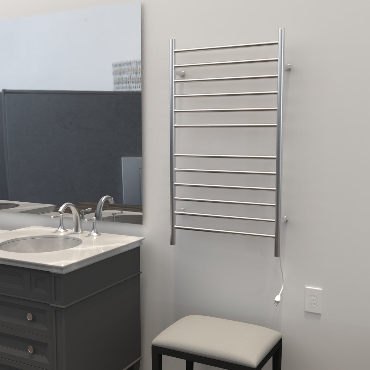 Amba Radiant Wall mounted Towel Warmer, Large Straight 12 Bar Towel Warmer