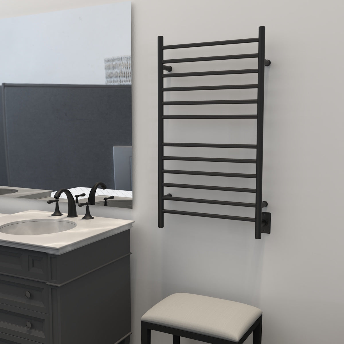 Amba Radiant Wall mounted Towel Warmer, Large Straight 12 Bar Towel Warmer