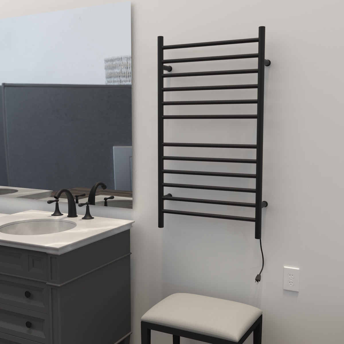 Amba Radiant Wall mounted Towel Warmer, Large Straight 12 Bar Towel Warmer