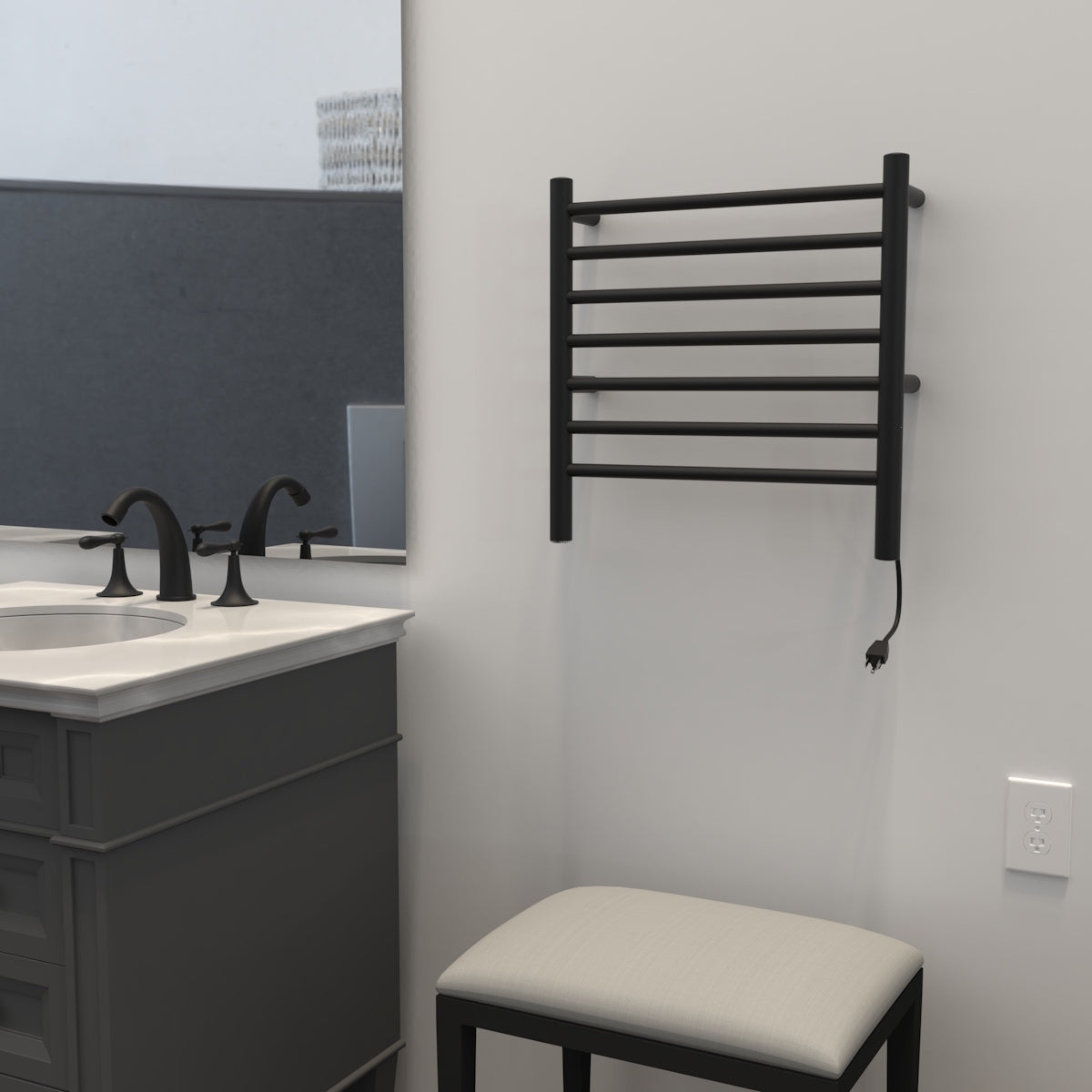 Amba Radiant Small 7 Bar Towel Warmer for Small Showers RWHS - Matte Black
